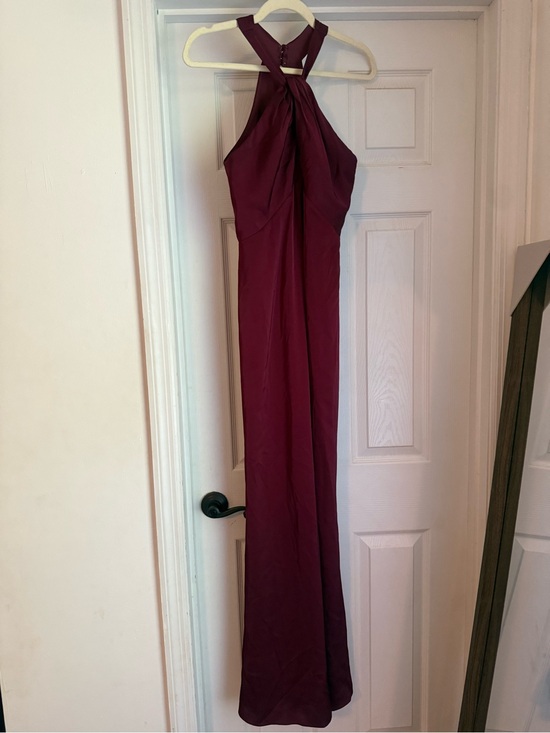 Azazie Dresses & Skirts - Azazie and Barbie Collab Elegant Burgundy Halter Dress - Sleeveless Evening Gown